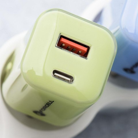 ŁADOWARKA SIECIOWA Forcell F-Energy GaN III VT-41 33 W 1x USB-C 1x USB-A PD 3.0 QC 4.0 ZIELONA FORCELL