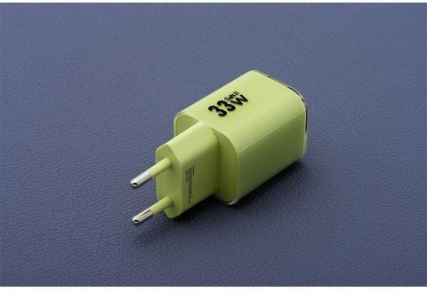 ŁADOWARKA SIECIOWA Forcell F-Energy GaN III VT-41 33 W 1x USB-C 1x USB-A PD 3.0 QC 4.0 ZIELONA FORCELL