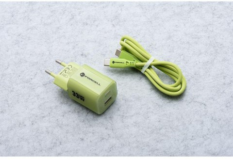 ŁADOWARKA SIECIOWA Forcell F-Energy GaN III VT-41 33 W 1x USB-C 1x USB-A PD 3.0 QC 4.0 ZIELONA FORCELL