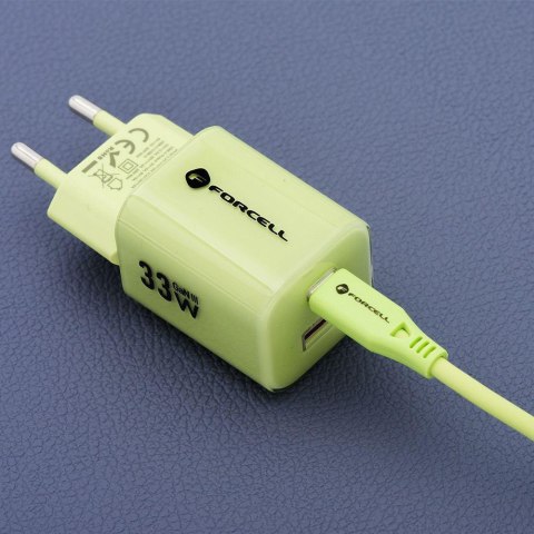 ŁADOWARKA SIECIOWA Forcell F-Energy GaN III VT-41 33 W 1x USB-C 1x USB-A PD 3.0 QC 4.0 ZIELONA FORCELL