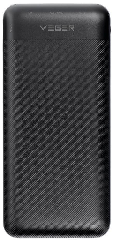 Powerbank Veger 20000 mAh 20 W PD QC 3.0 2x USB-A USB-C czarny VEGER