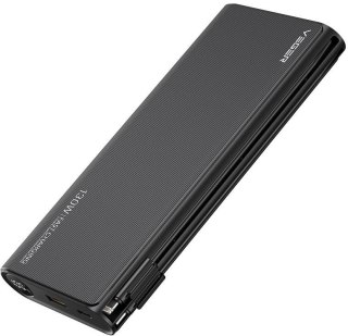 Powerbank Veger 25000 mAh 130 W PD QC 3.0 USB-A USB-C czarny z kablami USB-C i Lightning VEGER