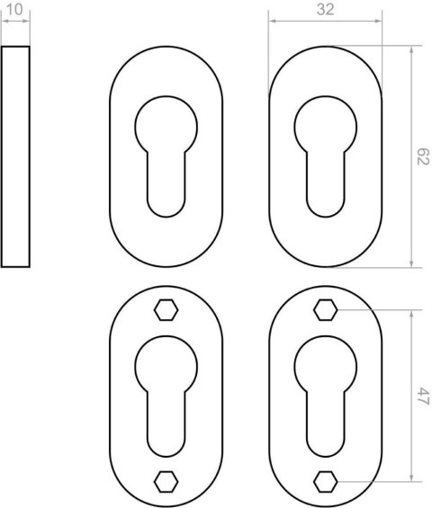 Szyld do zamka PSG 63.453 owalny, 62 x 32mm, nierdzewny PSG