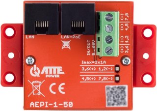 Adapter PoE PASSIVE 1 kanałowy 10/100/1000Mbps ATTE AEPI-1-50 ATTE