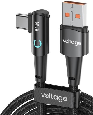 Kabel USB-A / USB-C kątowy Voltage PowerAngle 66W PD 100cm czarny VOLTAGE