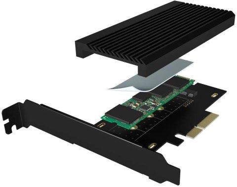 Kontroler IcyBox Karta PCI na M.2 SSD NVMe IB-PCI208-HS z radiatorem ICYBOX