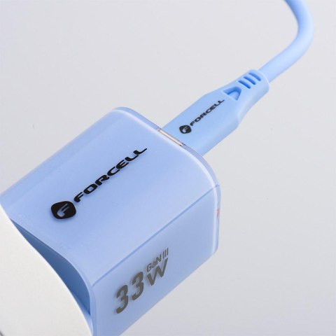 ŁADOWARKA SIECIOWA Forcell F-Energy GaN III VT-41 33 W 1x USB-C 1x USB-A PD 3.0 QC 4.0 NIEBIESKA FORCELL