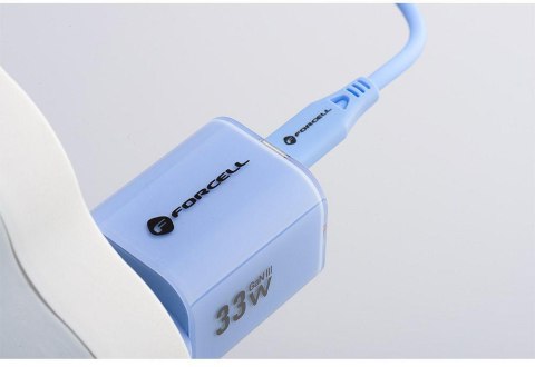 ŁADOWARKA SIECIOWA Forcell F-Energy GaN III VT-41 33 W 1x USB-C 1x USB-A PD 3.0 QC 4.0 NIEBIESKA FORCELL