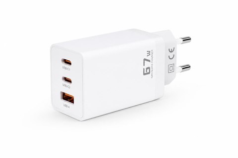 Ładowarka sieciowa Voltage GaN Charger 67W PD 3.0 QC 3.0 USB-A 2x USB-C biała VOLTAGE