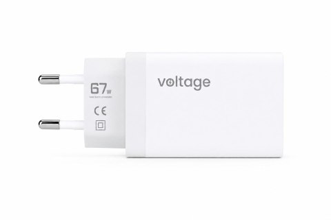 Ładowarka sieciowa Voltage GaN Charger 67W PD 3.0 QC 3.0 USB-A 2x USB-C biała VOLTAGE