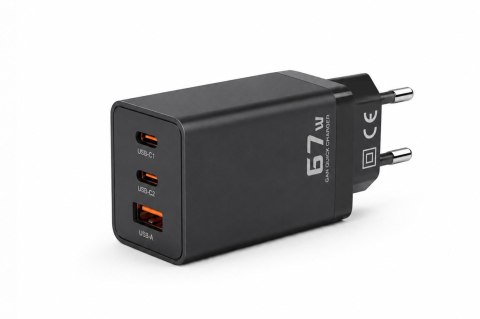 Ładowarka sieciowa Voltage GaN Charger 67W PD 3.0 QC 3.0 USB-A 2x USB-C czarna VOLTAGE