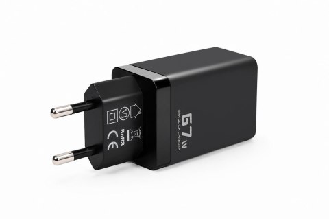 Ładowarka sieciowa Voltage GaN Charger 67W PD 3.0 QC 3.0 USB-A 2x USB-C czarna VOLTAGE