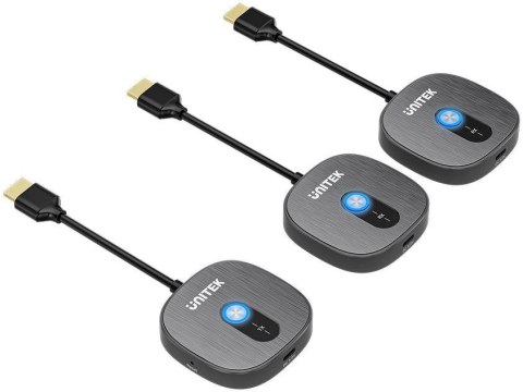 Unitek Bezprzewodowy transmiter HDMI 1080p, 1 nadajnik + 2 odbiorniki, czarny UNITEK