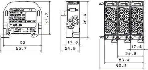 Blok rozdzielczy odgałęźny SCB 25 Al/Cu 80110 SIMBLOCK, brązowy 81501015 SIMET