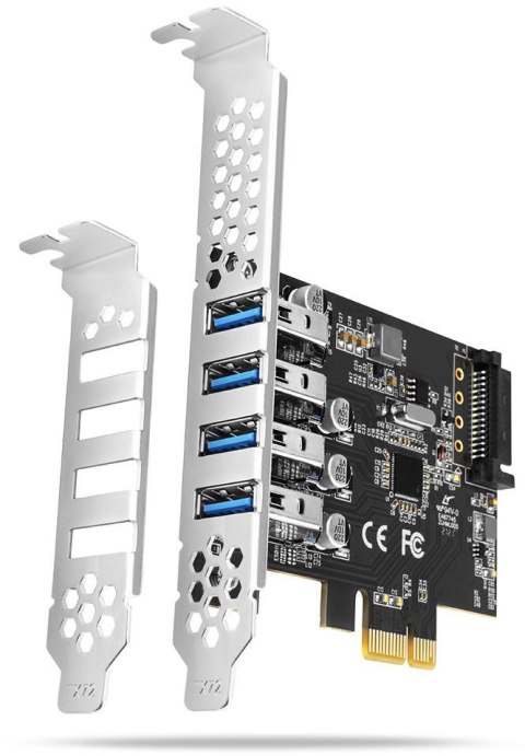 Kontroler Axagon PCEU-43RS PCIe 4x port USB 3.2 GEN 1, UASP, chipset Renesas, 15-pin SATA AXAGON