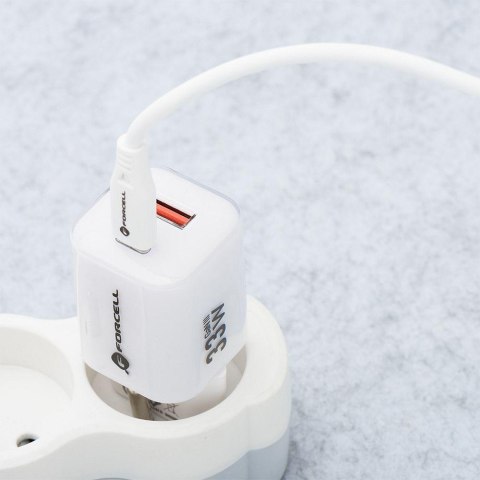 ŁADOWARKA SIECIOWA Forcell F-Energy GaN III VT-41 33 W 1x USB-C 1x USB-A PD 3.0 QC 4.0 BIAŁA FORCELL