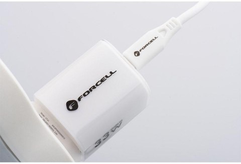 ŁADOWARKA SIECIOWA Forcell F-Energy GaN III VT-41 33 W 1x USB-C 1x USB-A PD 3.0 QC 4.0 BIAŁA FORCELL
