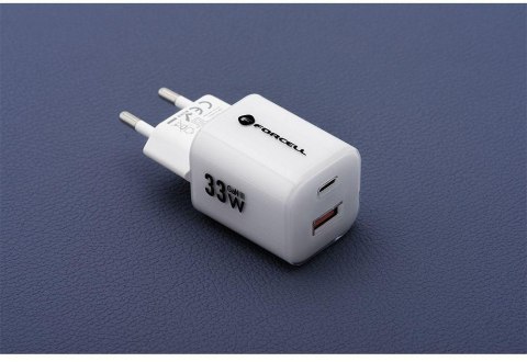 ŁADOWARKA SIECIOWA Forcell F-Energy GaN III VT-41 33 W 1x USB-C 1x USB-A PD 3.0 QC 4.0 BIAŁA FORCELL