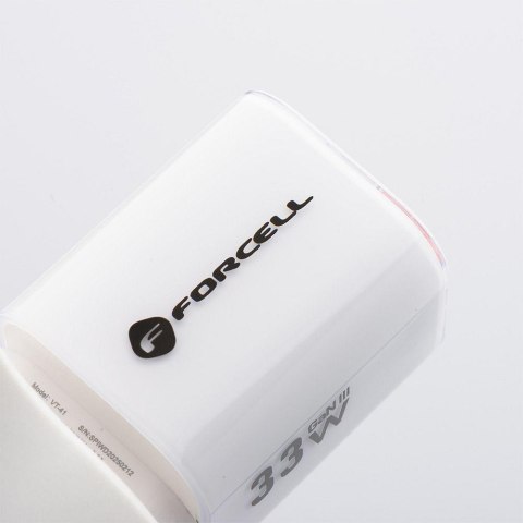 ŁADOWARKA SIECIOWA Forcell F-Energy GaN III VT-41 33 W 1x USB-C 1x USB-A PD 3.0 QC 4.0 BIAŁA FORCELL