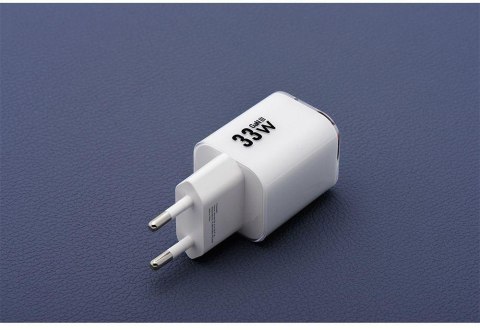 ŁADOWARKA SIECIOWA Forcell F-Energy GaN III VT-41 33 W 1x USB-C 1x USB-A PD 3.0 QC 4.0 BIAŁA FORCELL
