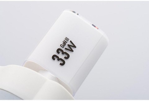 ŁADOWARKA SIECIOWA Forcell F-Energy GaN III VT-41 33 W 1x USB-C 1x USB-A PD 3.0 QC 4.0 BIAŁA FORCELL