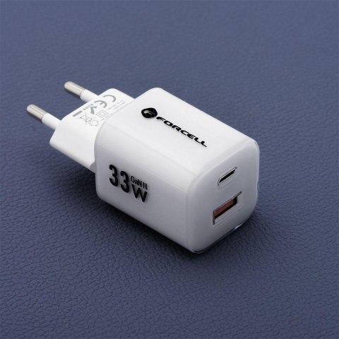 ŁADOWARKA SIECIOWA Forcell F-Energy GaN III VT-41 33 W 1x USB-C 1x USB-A PD 3.0 QC 4.0 BIAŁA FORCELL