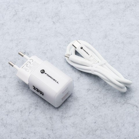 ŁADOWARKA SIECIOWA Forcell F-Energy GaN III VT-41 33 W 1x USB-C 1x USB-A PD 3.0 QC 4.0 BIAŁA FORCELL