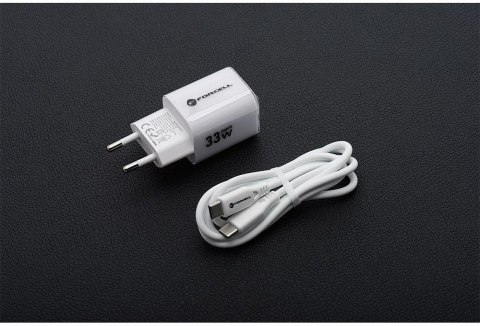 ŁADOWARKA SIECIOWA Forcell F-Energy GaN III VT-41 33 W 1x USB-C 1x USB-A PD 3.0 QC 4.0 BIAŁA FORCELL
