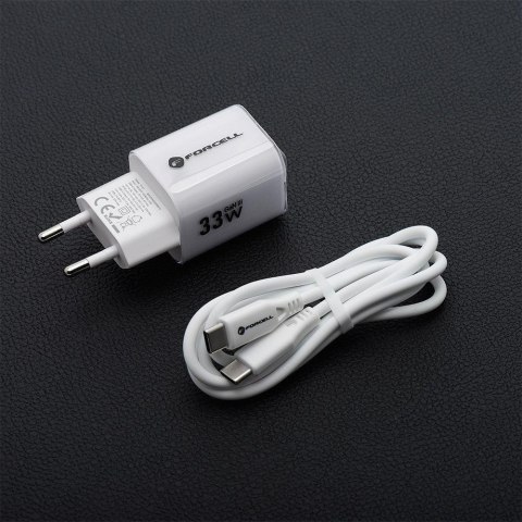 ŁADOWARKA SIECIOWA Forcell F-Energy GaN III VT-41 33 W 1x USB-C 1x USB-A PD 3.0 QC 4.0 BIAŁA FORCELL