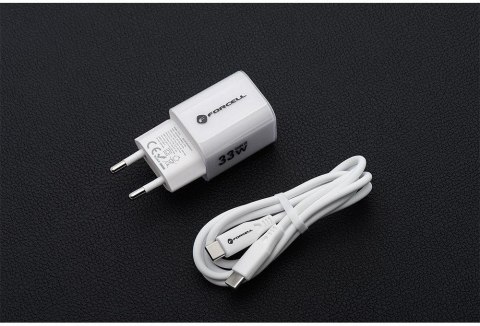 ŁADOWARKA SIECIOWA Forcell F-Energy GaN III VT-41 33 W 1x USB-C 1x USB-A PD 3.0 QC 4.0 BIAŁA FORCELL