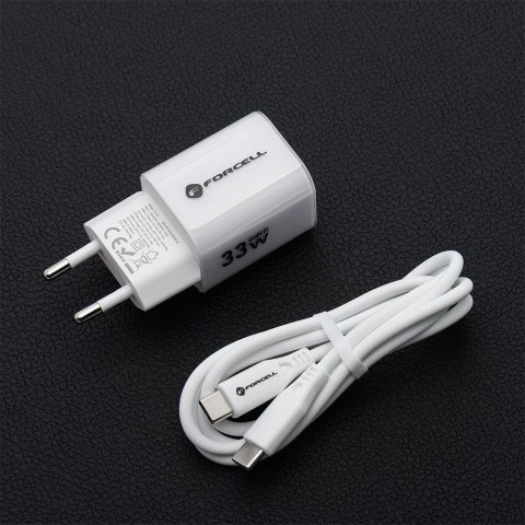 ŁADOWARKA SIECIOWA Forcell F-Energy GaN III VT-41 33 W 1x USB-C 1x USB-A PD 3.0 QC 4.0 BIAŁA FORCELL