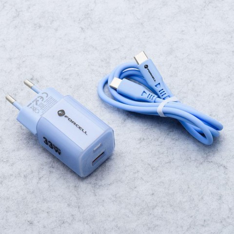 ŁADOWARKA SIECIOWA Forcell F-Energy GaN III VT-41 33 W 1x USB-C 1x USB-A PD 3.0 QC 4.0 NIEBIESKA FORCELL