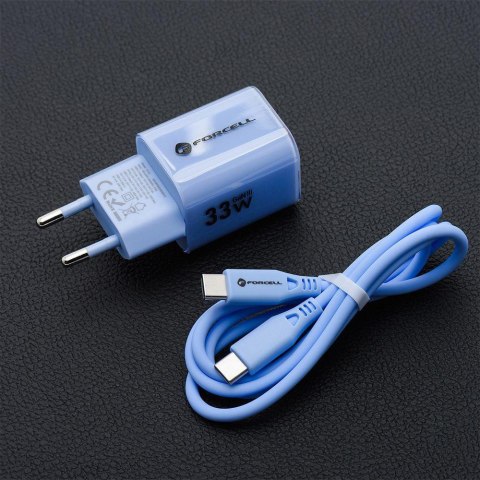 ŁADOWARKA SIECIOWA Forcell F-Energy GaN III VT-41 33 W 1x USB-C 1x USB-A PD 3.0 QC 4.0 NIEBIESKA FORCELL