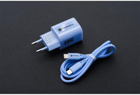 ŁADOWARKA SIECIOWA Forcell F-Energy GaN III VT-41 33 W 1x USB-C 1x USB-A PD 3.0 QC 4.0 NIEBIESKA FORCELL