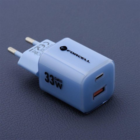 ŁADOWARKA SIECIOWA Forcell F-Energy GaN III VT-41 33 W 1x USB-C 1x USB-A PD 3.0 QC 4.0 NIEBIESKA FORCELL