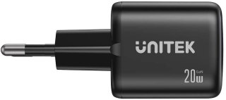 Ładowarka sieciowa Unitek GaN 20W, USB-C, USB-A, PD 3.0, czarna UNITEK