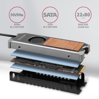 Radiator do dysków Axagon CLR-M2FAN M.2 SSD 13mm z wentylatorem AXAGON