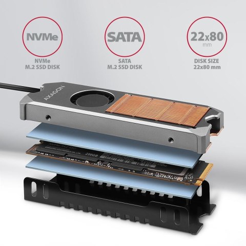 Radiator do dysków Axagon CLR-M2FAN M.2 SSD 13mm z wentylatorem AXAGON