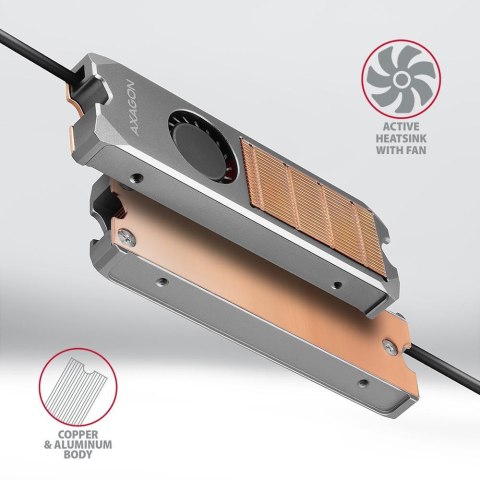 Radiator do dysków Axagon CLR-M2FAN M.2 SSD 13mm z wentylatorem AXAGON