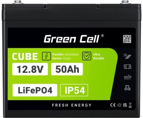 AKUMULATOR LITOWO-ŻELAZOWO-FOSFORANOWY LiFePO4 Green Cell Cube 12.8V 50Ah LFPGC12V50AH GREEN CELL