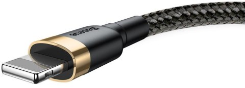 KABEL USB-A / Lightning iPhone Baseus Cafule CALKLF-BV1 100cm Apple 2.4A CZARNO-ZŁOTY W OPLOCIE BASEUS