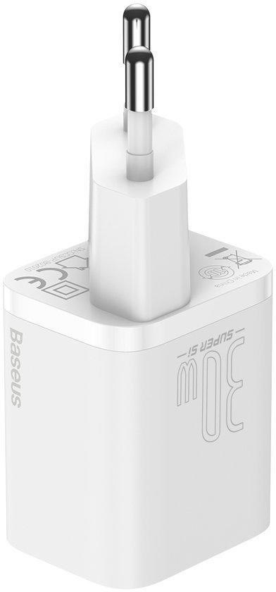 ŁADOWARKA SIECIOWA Baseus Super Si Quick Charger 1C CCSUP-J02 30W 1x USB-C PD 3.0 QC 3.0 BIAŁA BASEUS