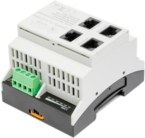 Switch PoE 4 portowy z wbudowanym zasilaczem na szynę TH35 ATTE SWPS-4-11-DIN4 ATTE