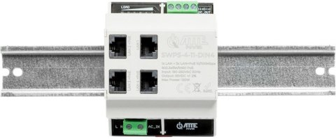 Switch PoE 4 portowy z wbudowanym zasilaczem na szynę TH35 ATTE SWPS-4-11-DIN4 ATTE