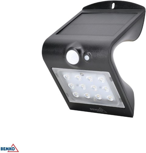 Naświetlacz SOLARNY LED TRINGO BEMKO 1.5W 220LM 4000K IP65 czarny cz. pir C83-SOT-001BL-PIR BEMKO
