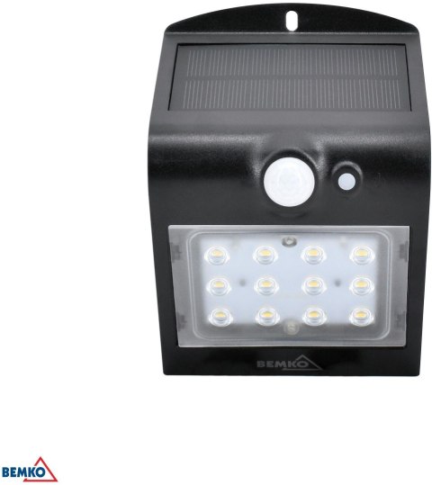 Naświetlacz SOLARNY LED TRINGO BEMKO 1.5W 220LM 4000K IP65 czarny cz. pir C83-SOT-001BL-PIR BEMKO