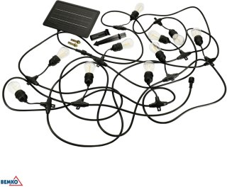 SOLARNA GIRLANDA OGRODOWA LED BEMKO SOLBEE 3W 3000K 10SZT 10M IP65 CZARNA C83-SOB-003BL-3K BEMKO
