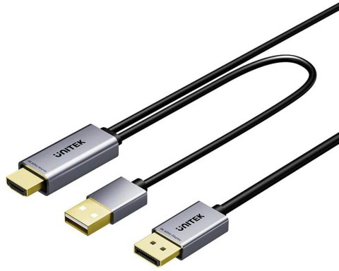 Unitek Kabel HDMI do DisplayPort 4K z zasilaniem USB-A | 4K@60Hz | HDR | 1,8 m UNITEK