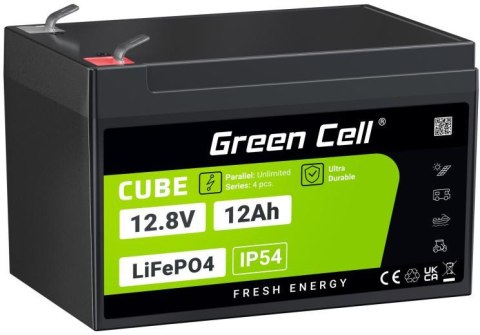AKUMULATOR LITOWO-ŻELAZOWO-FOSFORANOWY LiFePO4 Green Cell Cube 12.8V 12Ah LFPGC12V12AH GREEN CELL