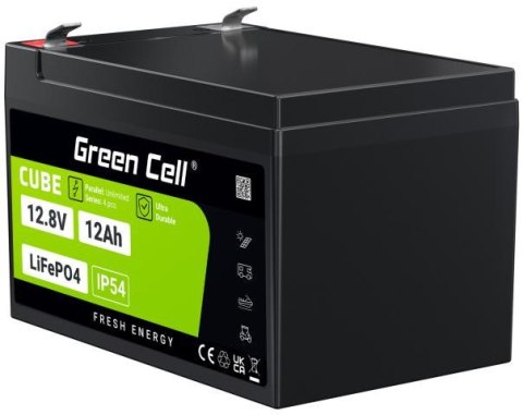 AKUMULATOR LITOWO-ŻELAZOWO-FOSFORANOWY LiFePO4 Green Cell Cube 12.8V 12Ah LFPGC12V12AH GREEN CELL